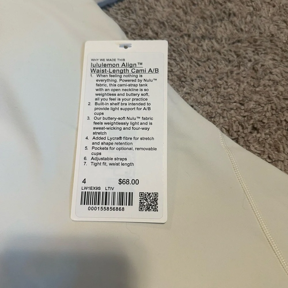 NWT lululemon Align Waist Length Cami Tank Top A/B Cup - Picture 3 of 5
